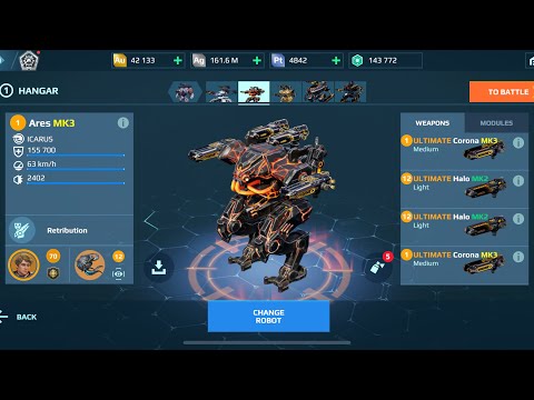 Full Ultimate Halo Corona Ares | War Robots Gameplay