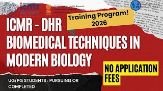 ICMR–DHR Biomedical Techniques Training 2026 🔥| UG/PG Eligible | No Fees | Apply Now