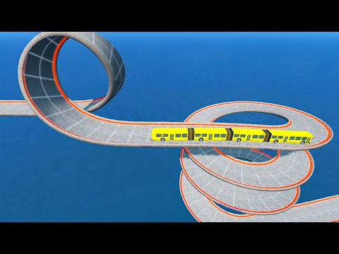 Cars Vs Cliff and DeepWater-Impossible Loop Spiral BridgeCrossing-BeamNG.Drive #43 I BeamNGLIVESHOW