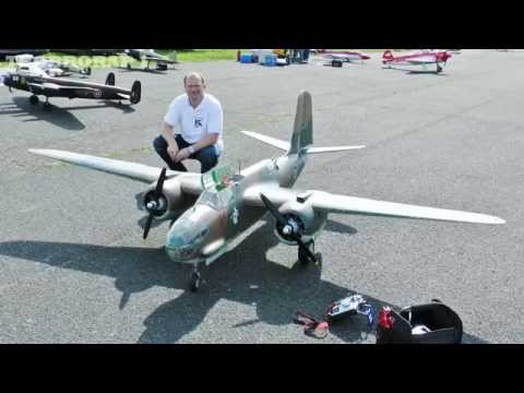 LARGE SCALE RC DOUGLAS BOSTON - TWIN LAZER 360V`s - STEVE AT RAF TIBENHAM VE-DAY TRIBUTE - 2015