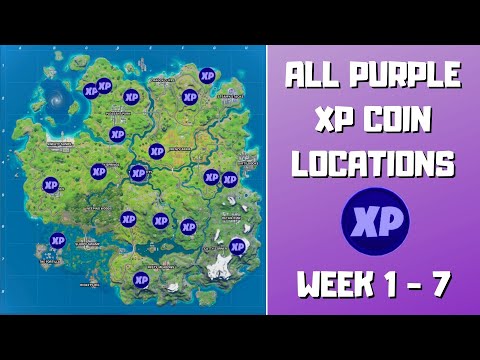 All 18 Purple XP Coins Locations in Fortnite (week 1-7)! - XP Coins Fortnite Chapter 2 Season 3