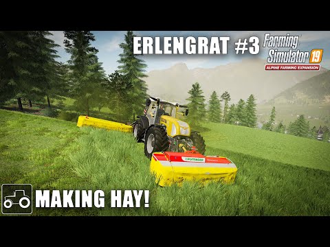 Making & Baling Hay - Erlengrat #3 Farming Simulator 19 Alpine Expansion Timelapse