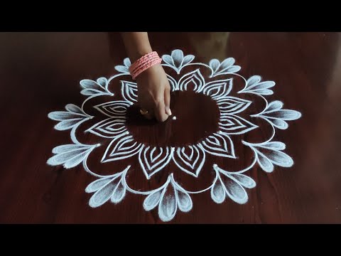 creative easy dotted kolam with 3 dots by sresta