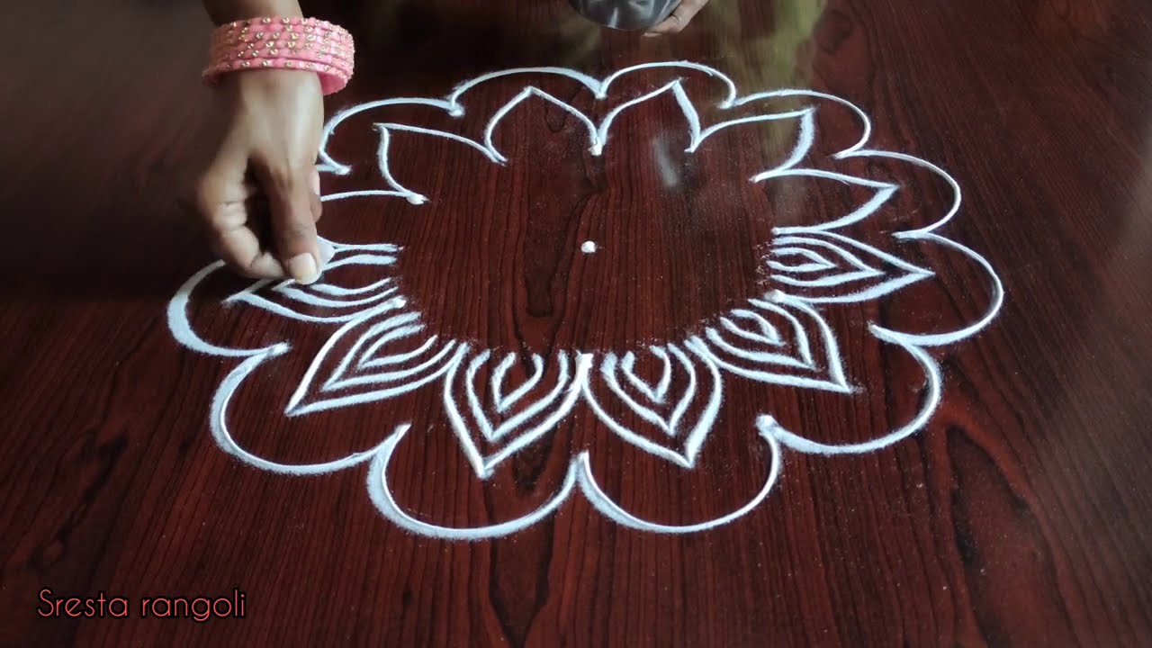 creative easy dotted kolam with 3 dots by sresta