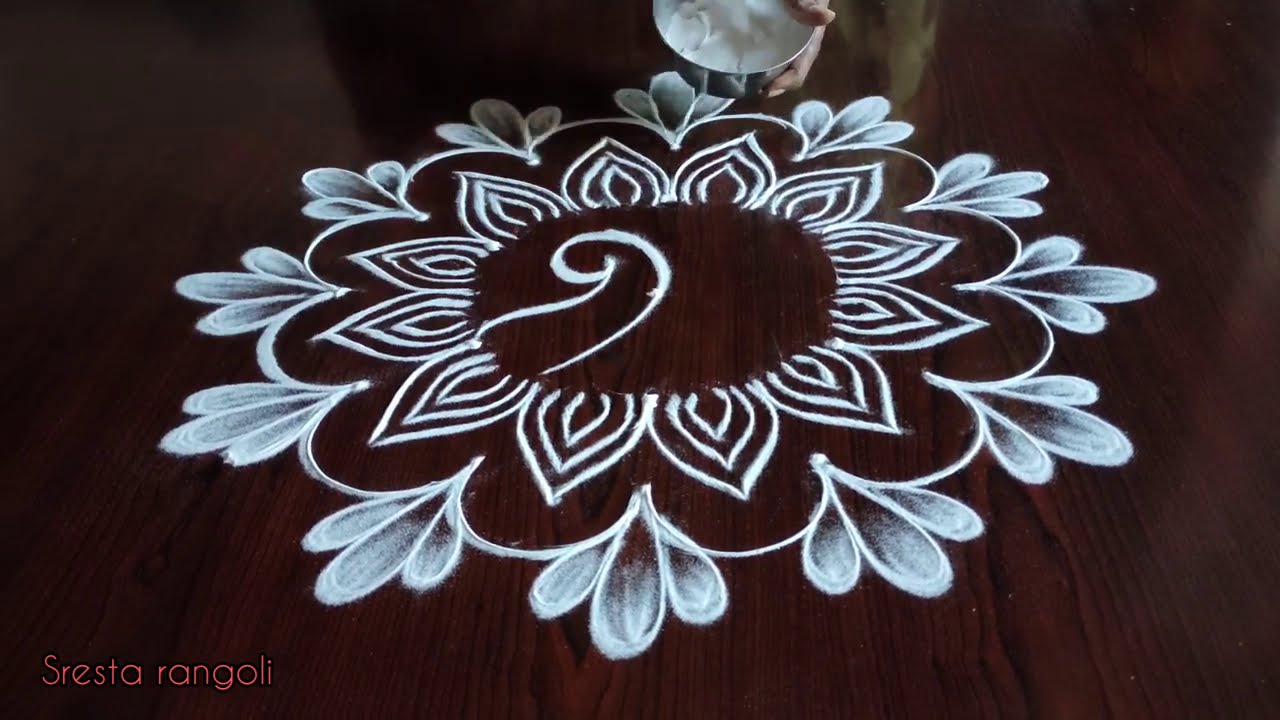 creative easy dotted kolam with 3 dots by sresta