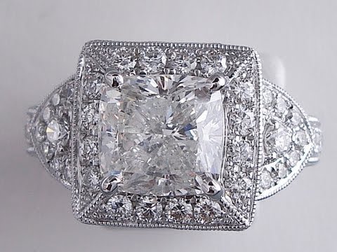 4.30 ctw Cushion Cut H SI2 Diamond Engagement Ring - BigDiamondsUSA