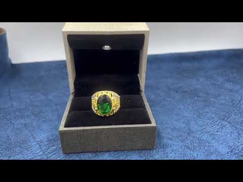 Green(stone) a-432 gold forming green diamond men ring, weig...
