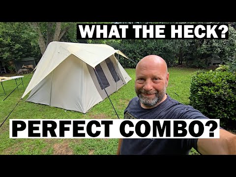 Kodiak Canvas 10x14 Flex bow With Spring bar Storm Fly Set Up For 30 Day Hunting Trip