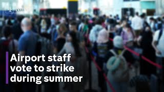 Staff at UK’s busiest airport vote to strike - as rail services see second day of action