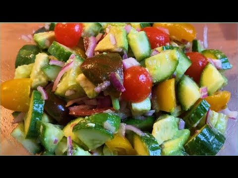 , title : 'Healthy salad | Cucumber, tomatoes and avocado salad | Salad dưa leo, cà chua bi và bơ'