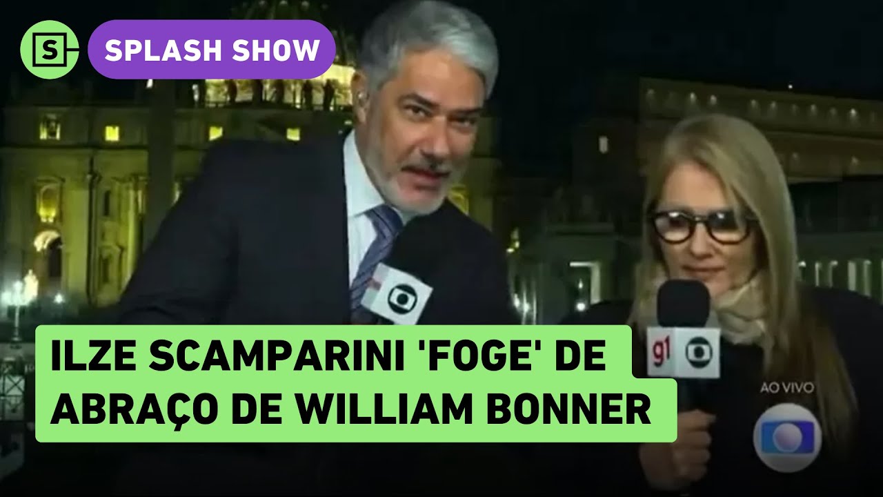 ALERTA CLIMÃO: Ilze Scamparini 'foge' do abraço de William Bonner no Jornal Nacional