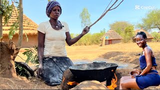 African Village Life/ Brown Cassava Bread