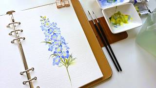 How to Paint Delphinium Flowers in Watercolor | Easy Beginner Painting Tutorial