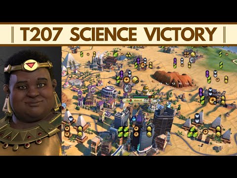 Petra-Uluru Desert Capital!│Turn 207 Deity Science Victory│Nubia│Civilization VI: Gathering Storm