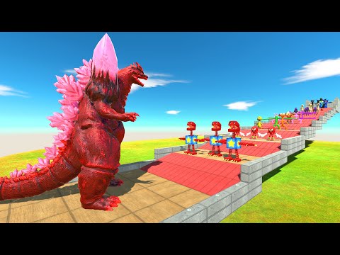 Space Godzilla Red VS Team Rainbow Friends; Super Godzilla - Animal Revolt Battle Simulator