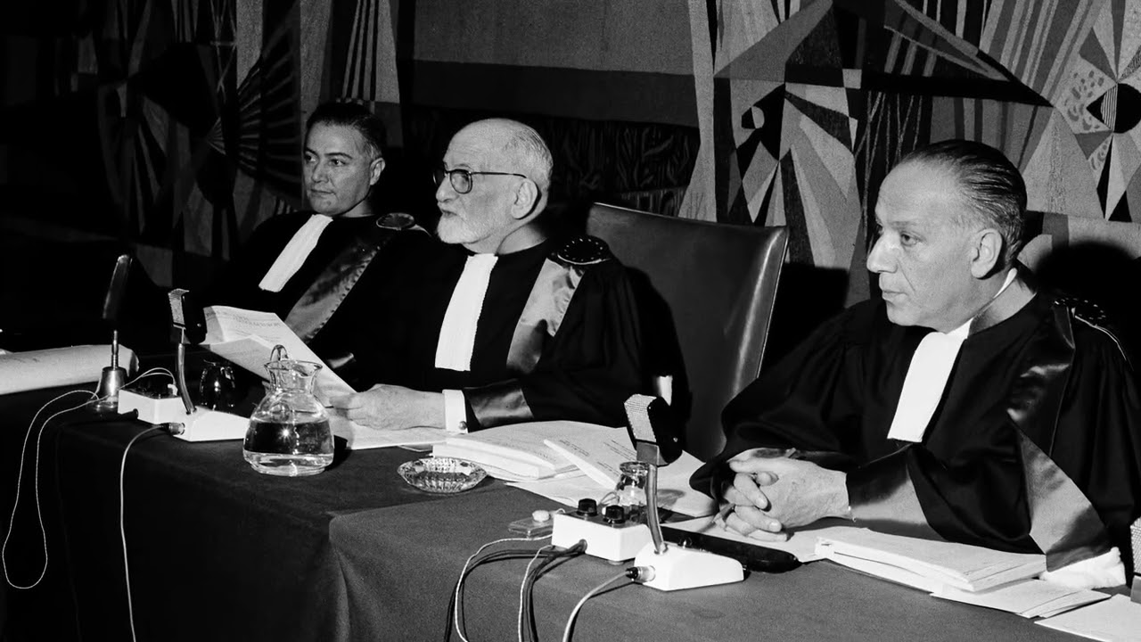 Compilation of archival photos and footage of René Cassin