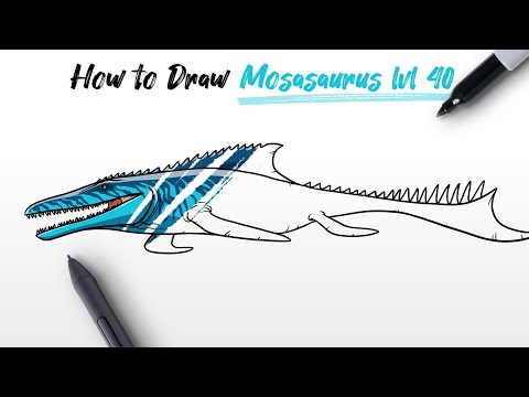 How to Draw Mosasaurus level 40 from Jurassic World The Game Easy Step By Step