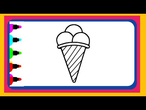 Ice Cream Drawing | How to draw a Cute Ice cream with colour easy step by step drawing for beginners