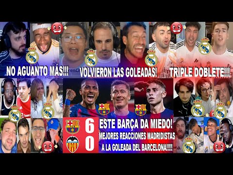 BEST REAL MADRID REACTIONS TO BARCELONA 6-0 VALENCIA AND DOUBLE SCORES FROM FERMÍN RAPHINHA AND L...