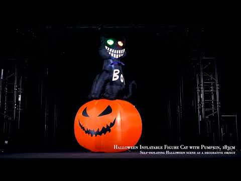 EUROPALMS Halloween Aufblasbare Figur Katze mit K?rbis, 183cm