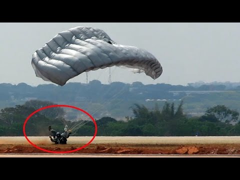 Paraquedista leva tombo ao pousar | Military parachute failure | Army Fail Video