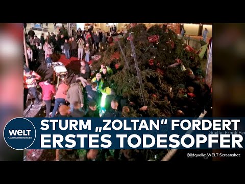 Video Thumbnail: STURM "ZOLTAN" IN BELGIEN: Frau wird auf einem Weihnachtsmarkt von Tannenbaum erschlagen
