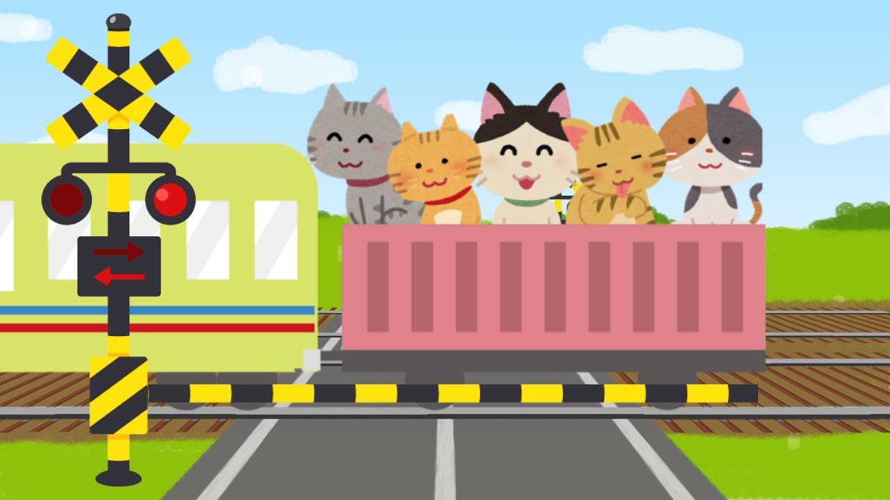 【踏切アニメ】どうぶつでんしゃ【赤ちゃん 泣き止む 笑う】railroad crossing  पशु ट्रेन  Kereta binatang