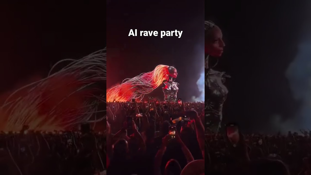 AI rave party (Cyberpunk and Blade Runner Vibes)