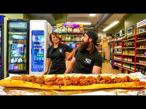 WIN $50 CASH IF YOU CAN FINISH THIS GIANT MEATBALL SUB IN CHICAGO! | BeardMeatsFood