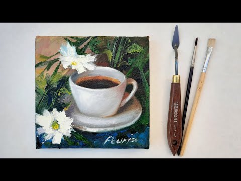 A cup of coffee//oil painting