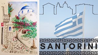 Pintando Paisagem Urbana   Ponto Turistico Santorini   Time Lapse Aquarela