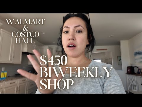 $450 BI WEEKLY GROCERY HAUL! Costco + Walmart haul | Trying to be healthy ish 😅🤭