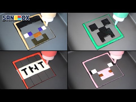 Minecraft Pancake art - Creeper, TNT, Steve, Pig