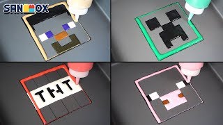 Minecraft Pancake art - Creeper, TNT, Steve, Pig