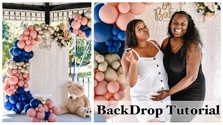 Gender Reveal Backdrop with Balloon Garland | How To | Set Up With Me