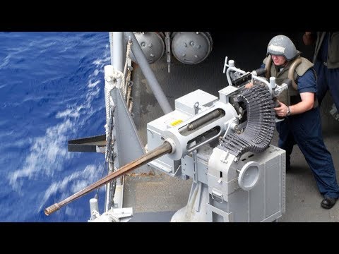 US Sailors Training on Mk 38 25mm Chain Gun [M242 Bushmaster] - A Live Fire Exercise