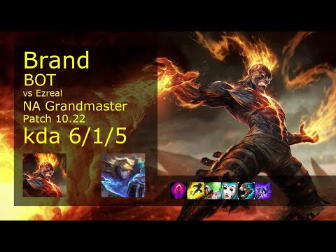 Brand Bot vs Ezreal - NA Grandmaster 6/1/5 Patch 10.22 Gameplay