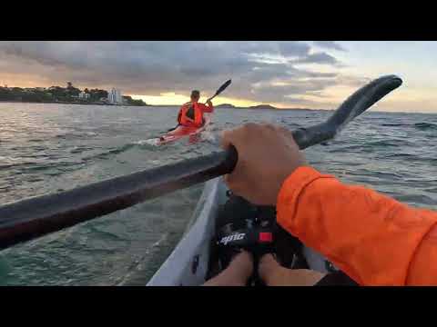 Sunset paddle on plastic surfskis! Epic V7 and Spirit PRS 570.
