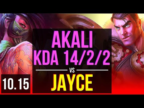 AKALI vs JAYCE (TOP) | 1.6M mastery points, 3 early solo kills, KDA 14/2/2 | EUW Diamond | v10.15