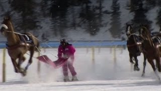 preview picture of video 'Spektakulär: Ritt über den Eissee von St. Moritz'