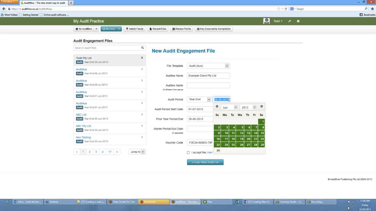 Creating a New Audit File