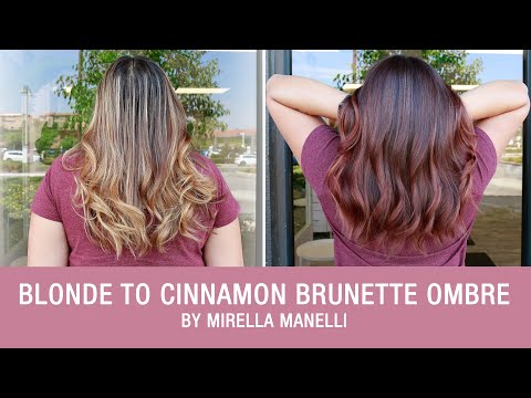 Blonde to Cinnamon Brunette Ombre | Hair Color...