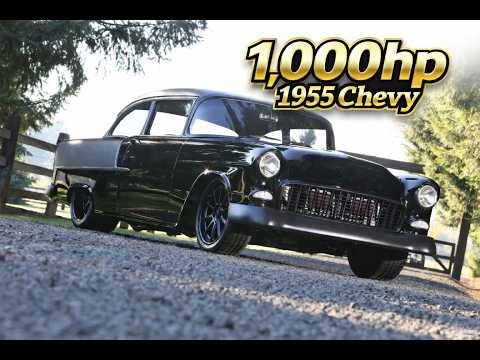 Blacked out 1000hp 1955 Chevy ProTouring build by MetalWorks Classic Auto Restoration. Supercharged