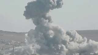 preview picture of video 'Bombardeos contra posiciones del Estado Islámico en Kobane'