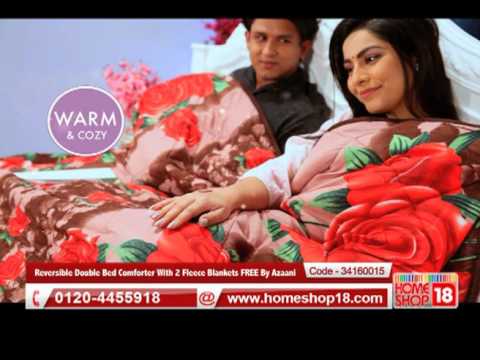 Homeshop18.com - Reversible Double Bed Comforter With 2 Fleece Blankets FREE By Azaani