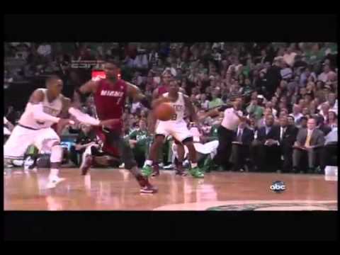 Rajon Rondo steal from Chris Bosh and dunk with one arm -- Boston Celtics vs. Miami Heat Game 3