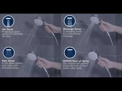 Hand Shower - 4 Sprays, 1.75 gpm // GROHE STARLIGHT CHROME // YouTube Video