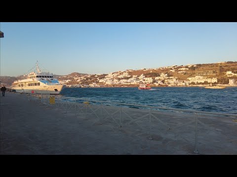 4K Beautiful Mykonos Port🚢 in Greece🇬🇷