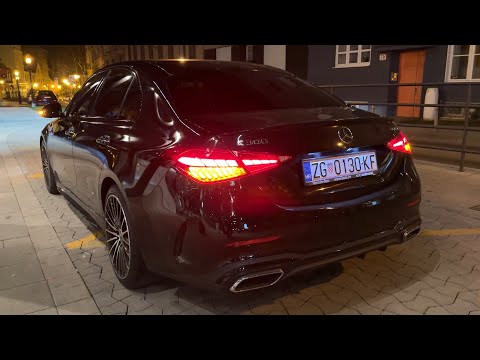MERCEDES C-CLASS 2023 - REVIEW at night (DIGITAL LIGHT, ambient lighting, AMG Line)