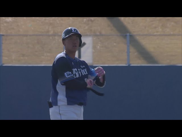 【春季キャンプ】思い切り振り抜いた!! ライオンズ・村田怜音がタイムリー2ベースヒットを放つ!! 2025年2月17日 埼玉西武ライオンズ